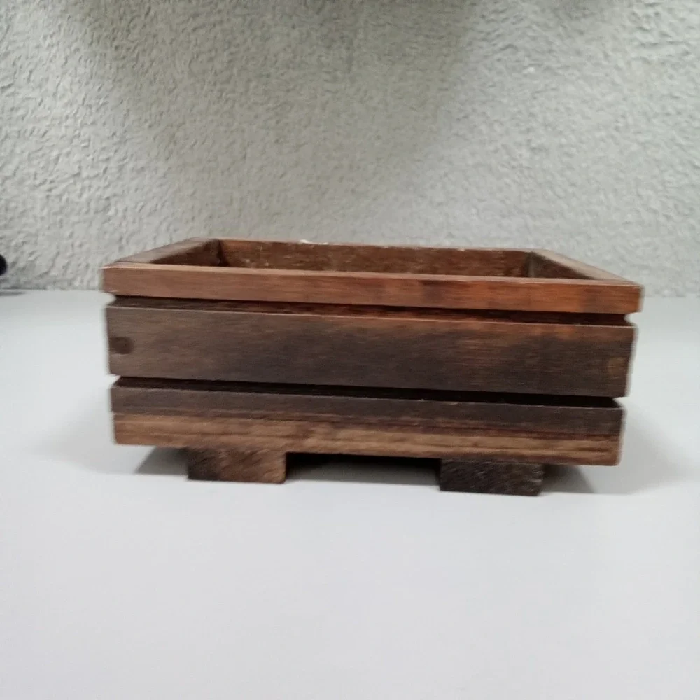 Rustic Wooden Soap Box Crate Footed Soap Dish Brown Farmhouse Bathroom Decor